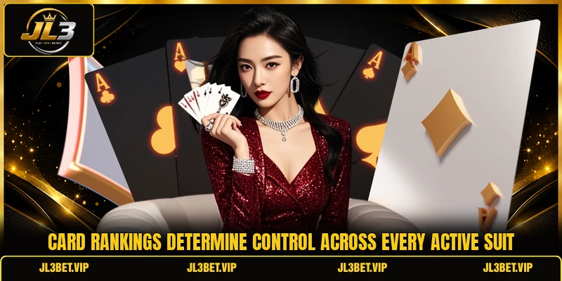 Card rankings determine control across every active suit Card rankings determine control across every active suit