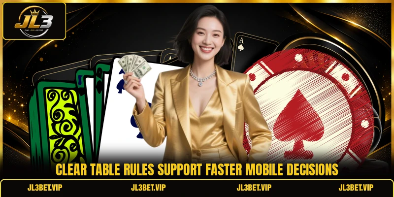 Clear table rules support faster mobile decisions Clear table rules support faster mobile decisions