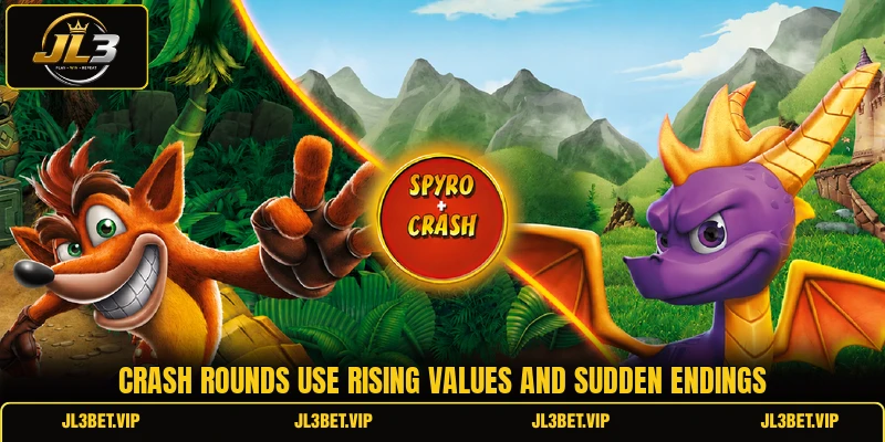 Crash rounds use rising values and sudden endings Crash rounds use rising values and sudden endings