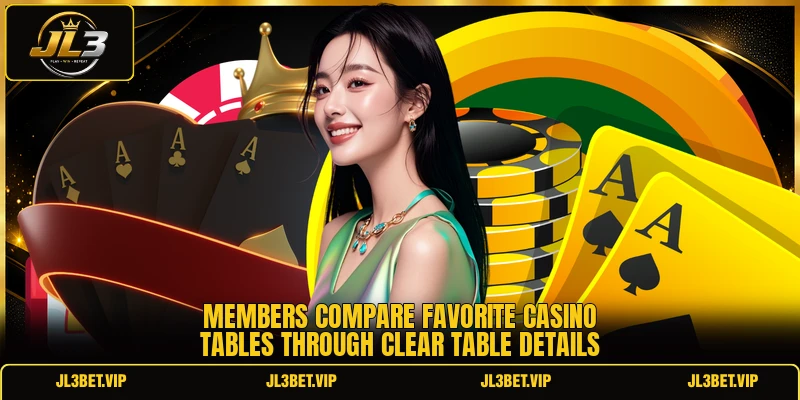 Members compare favorite casino tables through clear table details Members compare favorite casino tables through clear table details