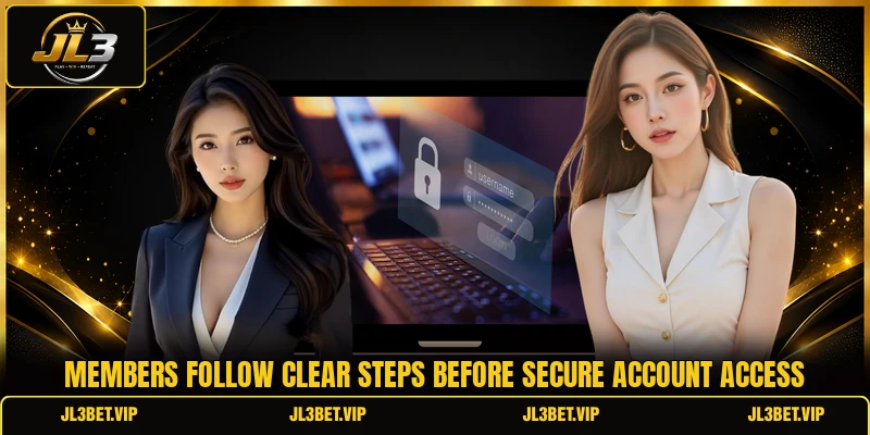 Members follow clear steps before secure account access Members follow clear steps before secure account access